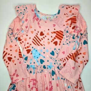 Dot Dot Smile Pink Heart Dress Sign Language "I Love You" Twirly Dress